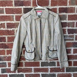 Apriori Plaid Zip Front Jacket Size 10